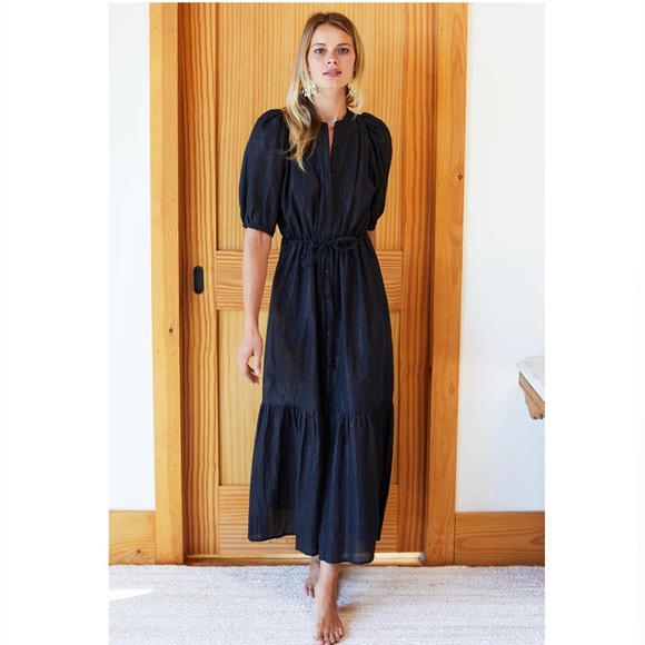 Indian Collection Emerson Fry LUCY DRESS - RAINBOW BLACK LUREX - Picture 1 of 15